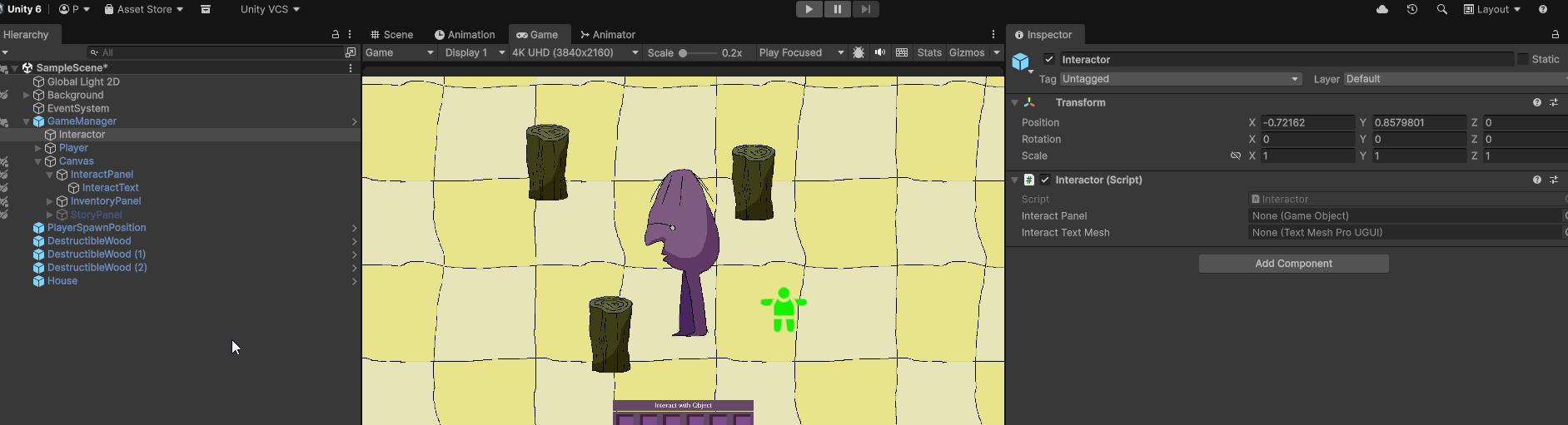 Animated image of assigning values to interactor