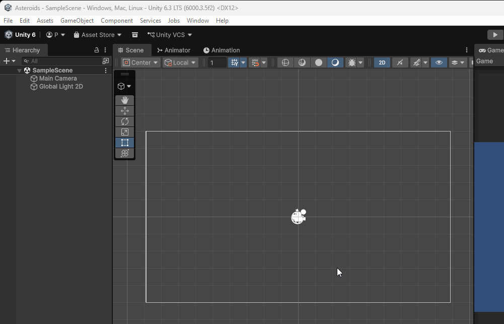 Gif showing opening the menu to create a circle sprite game object