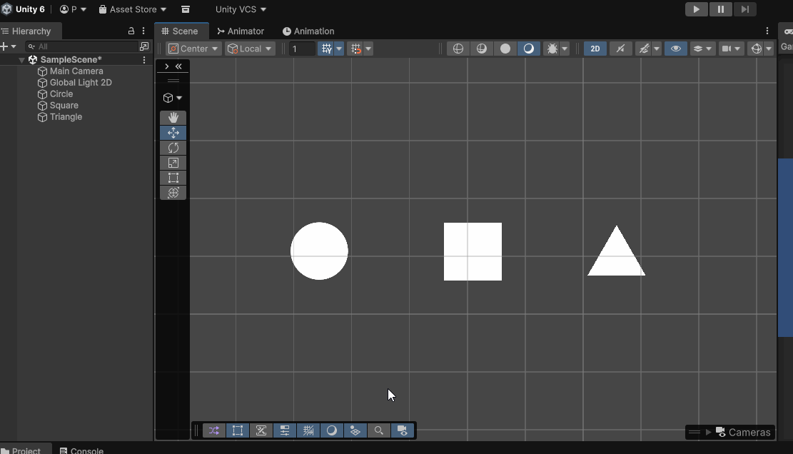 Gif recording showing the Unity Editor scene view with selecting a variety of objects in the scene window and from the hierarchy