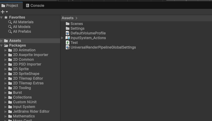 Gif recording of creating a folder within the unity editor