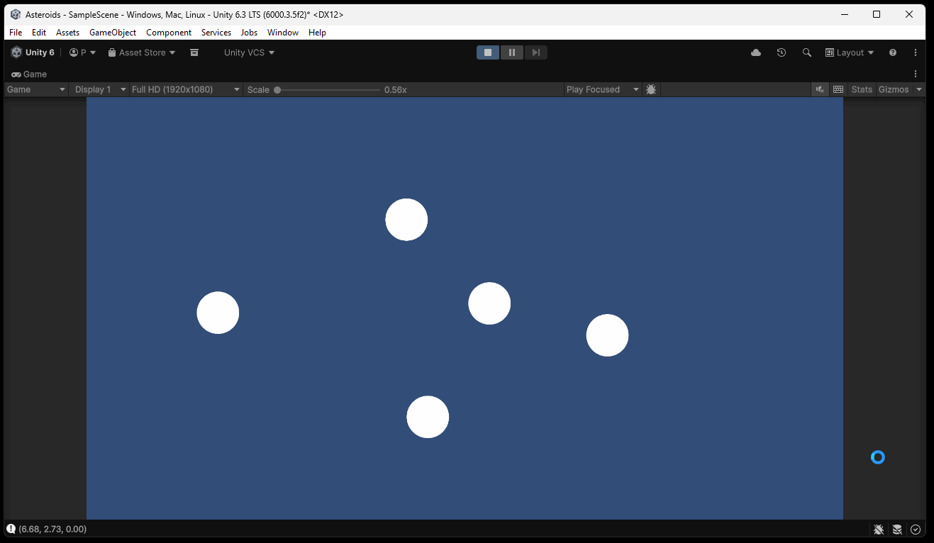 Screen recording showing 5 circles moving in different directions at different speeds