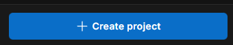 Screen shot of the create project button within unity hub