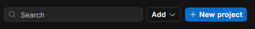 Screen shot of the new project button within unity hub