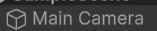 screenshot of the unity interface showing the name of the game object main camera
