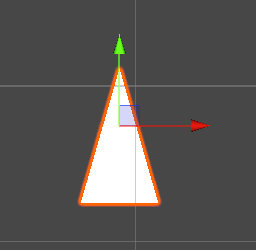 screen shot of the unity editor showing a triangle with visible axes. The up vector is colored green.