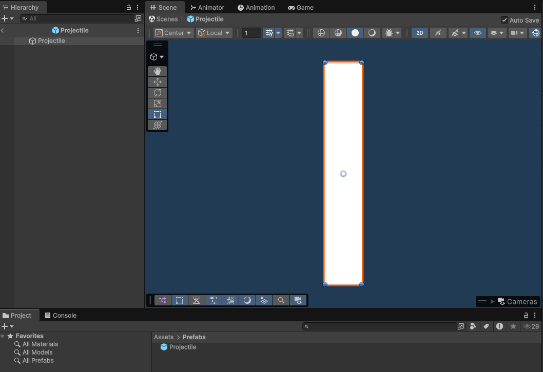 Image showing blue background in scene view to indicate that the prefab editing mode is active