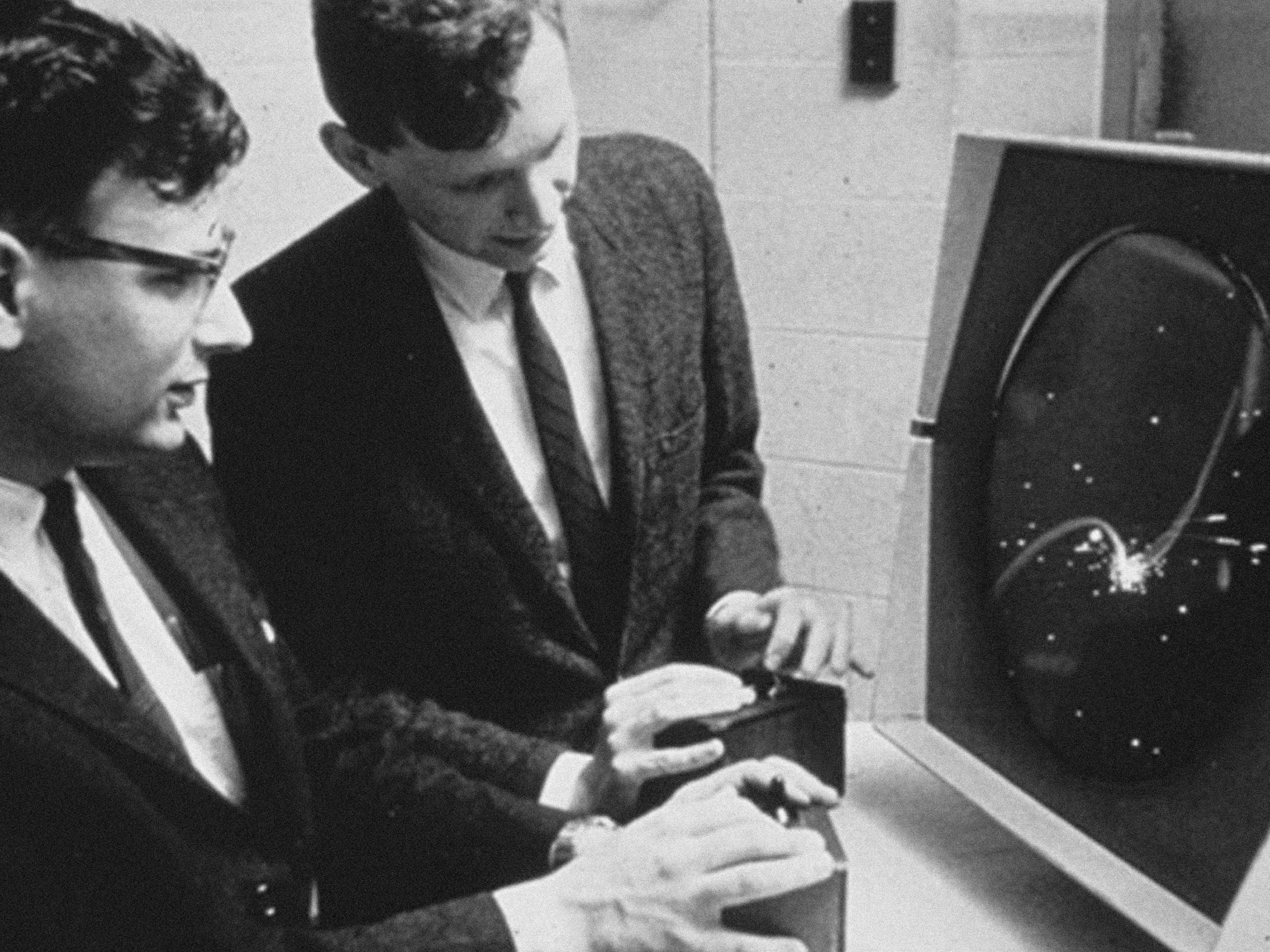 Students playing Space War