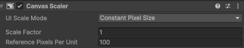 Image of canvas scaler component in unity