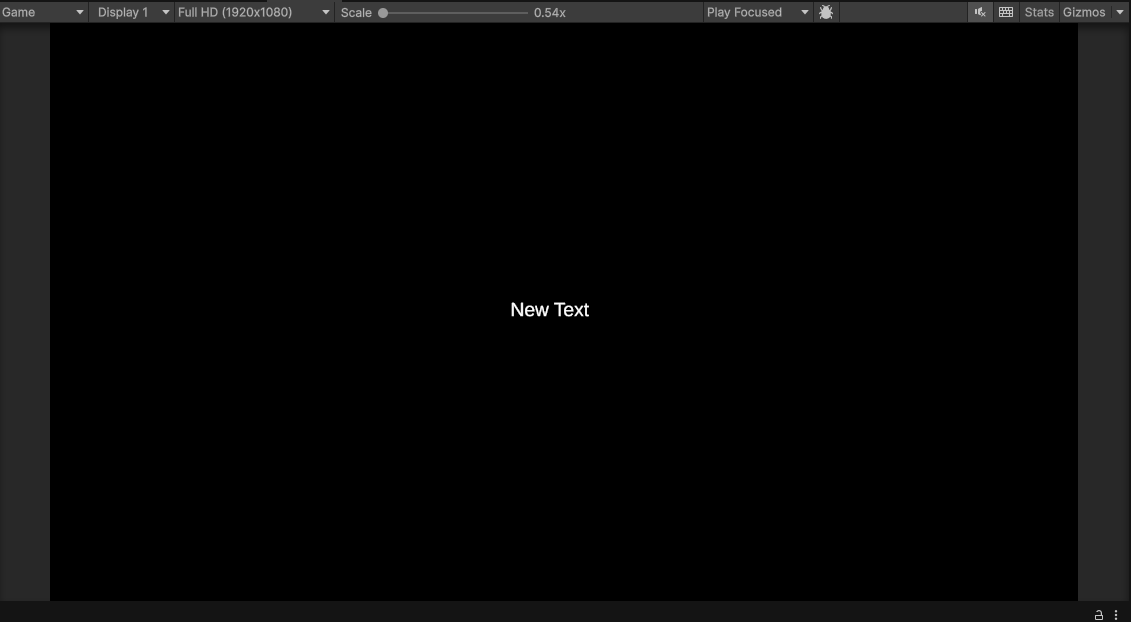 Text in our unity game view that says new text