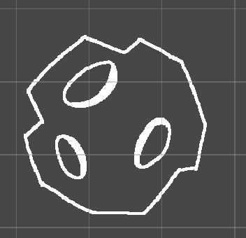 Image showing that asteroid is about 2.5 units wide and tall