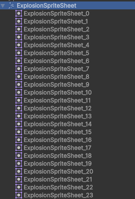 Image of different names of sprites unity produce from the sprite sheet
