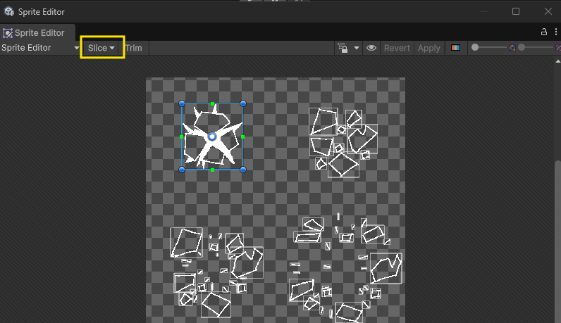 Image of sprite editor showing the slice button highlighted
