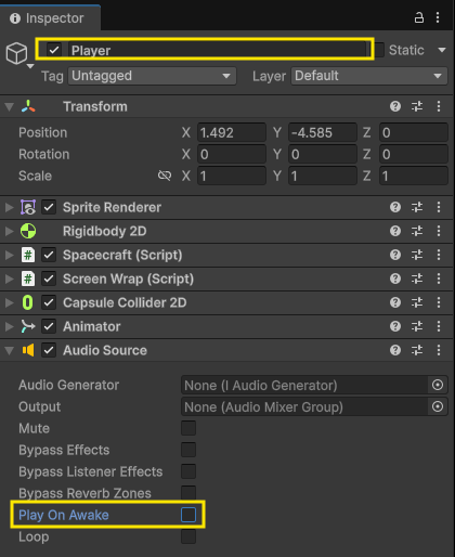 Image showing player audio source with changes highlighted