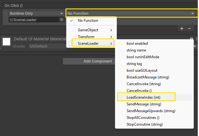 image showing setting function of button event
