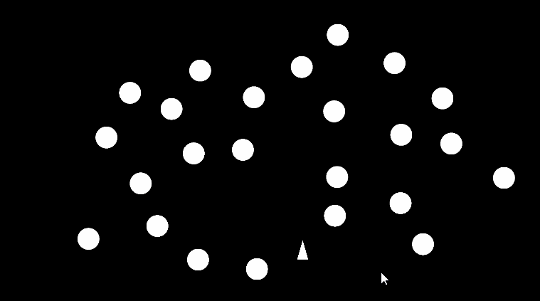 Animated gif of spacecraft destroying asteroids