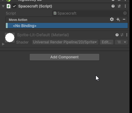 Animated gif showing a user setting Move Action binding to the W key