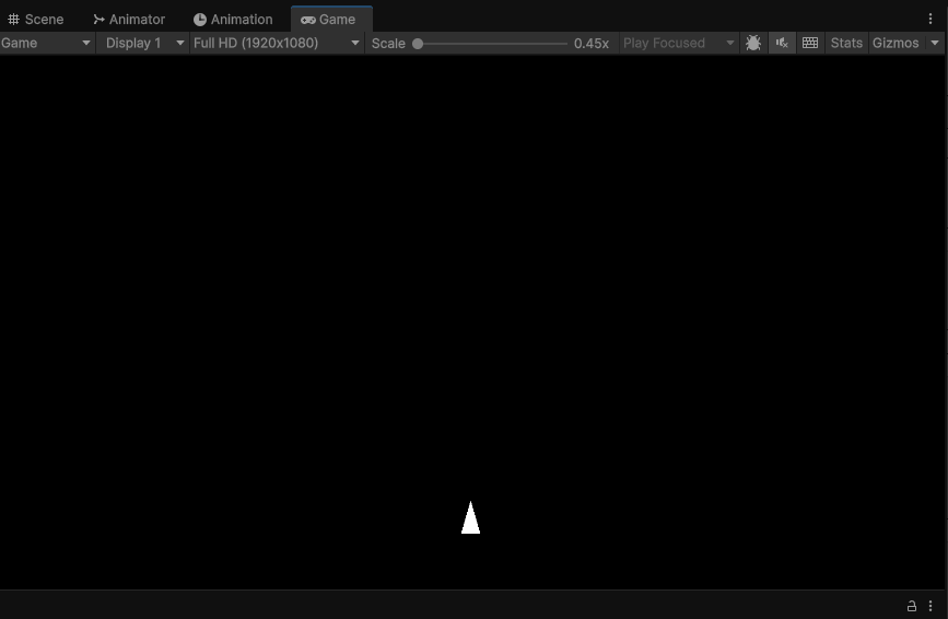 animated gif showing a triangle space ship moving in unity and slowing down