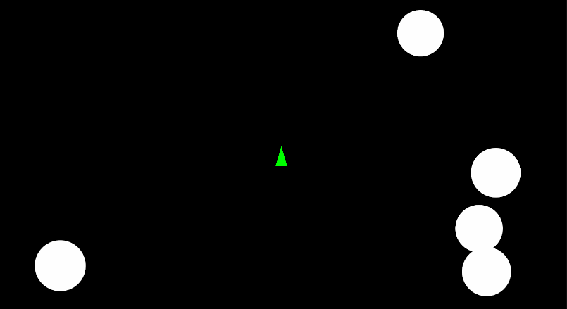 Animated gif showing that a spacecraft cannot be destroyed when it is green